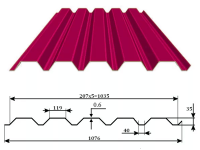 Профнастил МП35-1035 (1076) RAL 0.6 мм Профнастил МП35-1035 (1076) RAL 0.6 мм